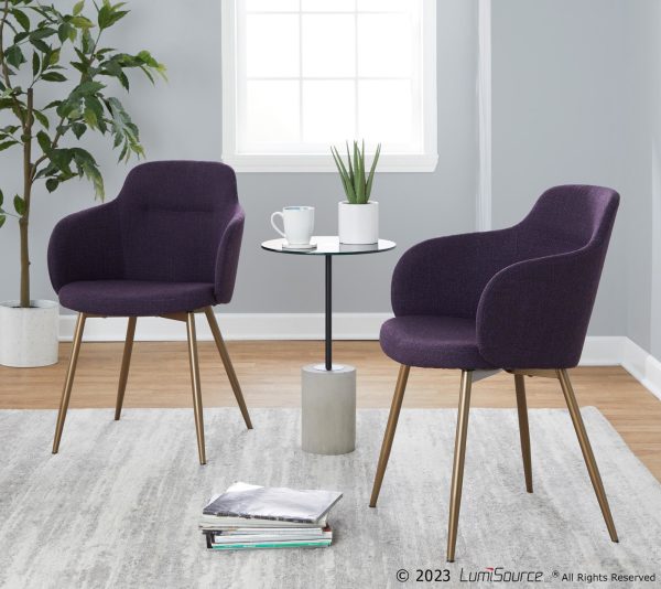 Boyne Purple Fabric Antique Copper Contemporary Accent Chairs Set of 2