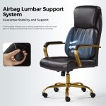 Bradford Black Vegan Leather Ergonomic Office Chair Airbag Lumbar Support 8 Bradford Black Vegan Leather Ergonomic Office Chair Airbag Lumbar Support