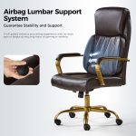 Bradford Brown Vegan Leather Airbag Lumbar Support Office Chair 8 Bradford Brown Vegan Leather Airbag Lumbar Support Office Chair