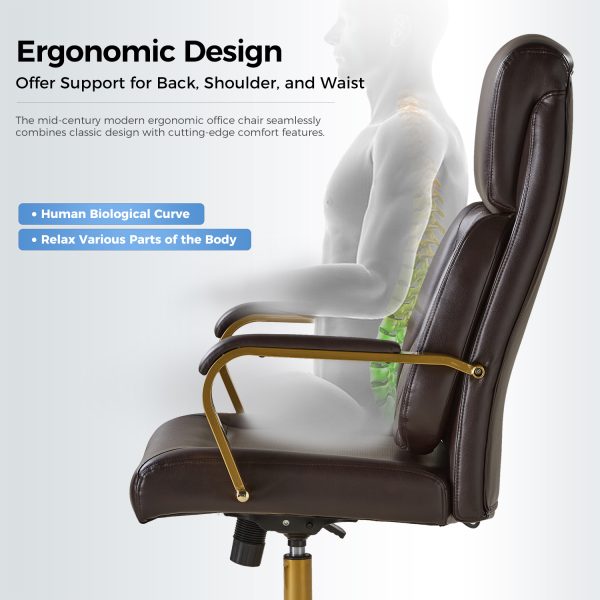 Bradford Brown Vegan Leather Airbag Lumbar Support Office Chair 3