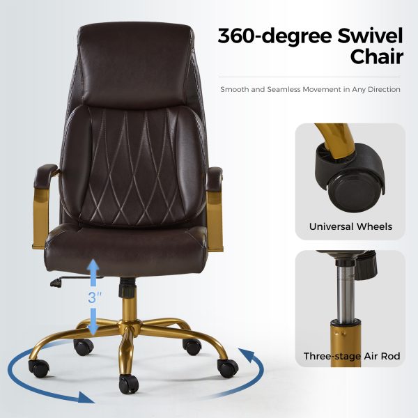 Bradford Brown Vegan Leather Airbag Lumbar Support Office Chair 4