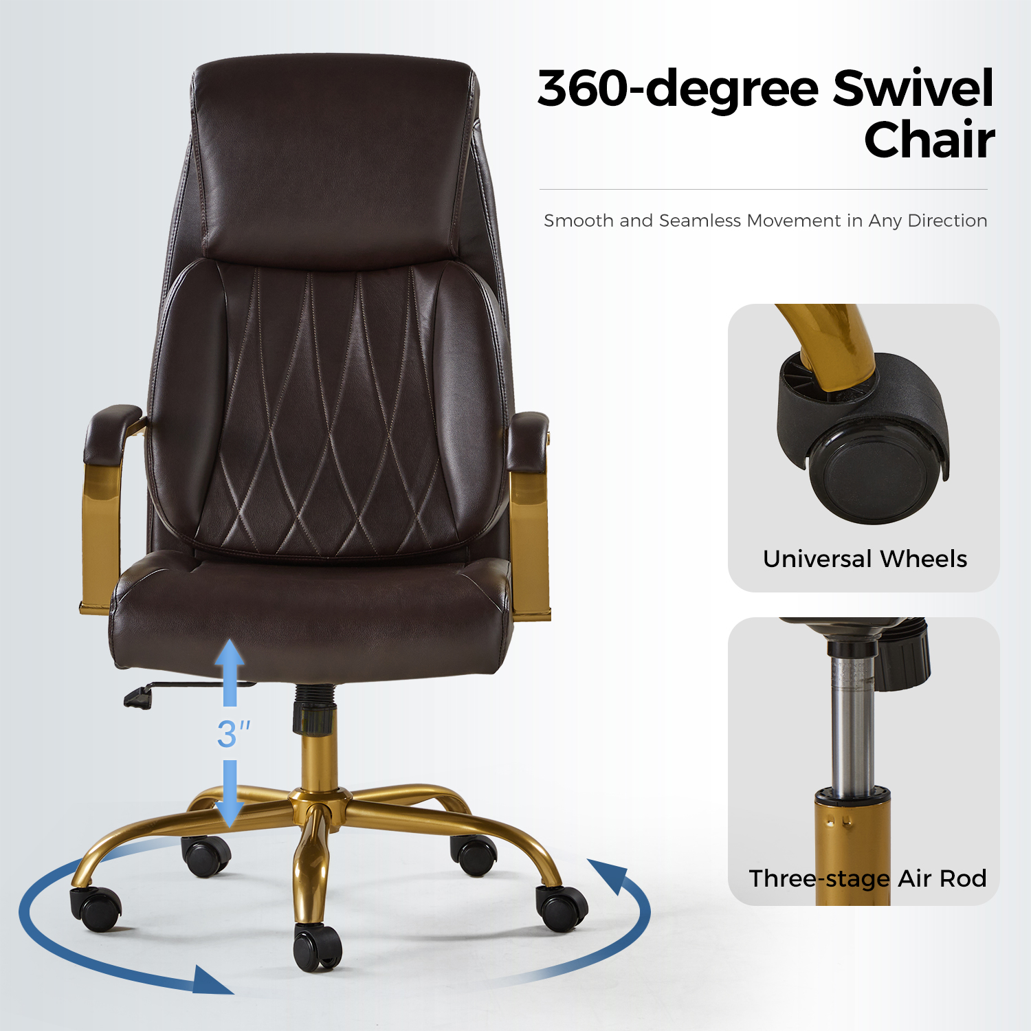 Bradford Brown Vegan Leather Airbag Lumbar Support Office Chair 5 Bradford Brown Vegan Leather Airbag Lumbar Support Office Chair - Image 5