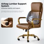 Bradford Camel Vegan Leather Airbag Lumbar Ergonomic Office Chair 8 Bradford Camel Vegan Leather Airbag Lumbar Ergonomic Office Chair