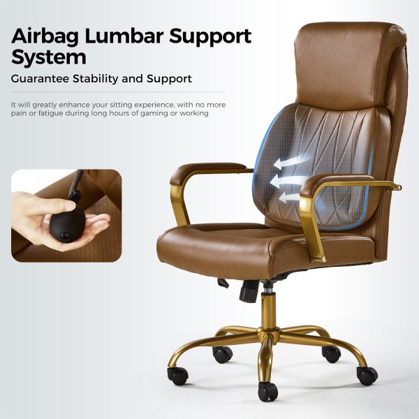 Bradford Camel Vegan Leather Airbag Lumbar Ergonomic Office Chair 2