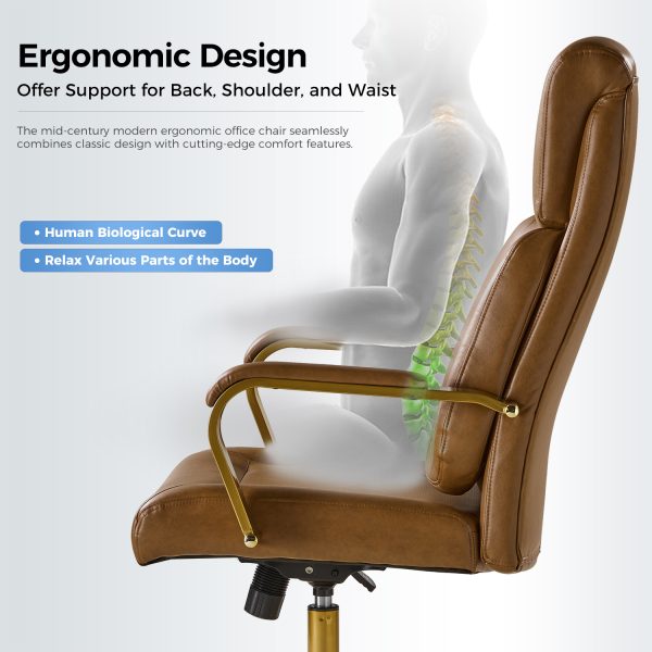 Bradford Camel Vegan Leather Airbag Lumbar Ergonomic Office Chair 3