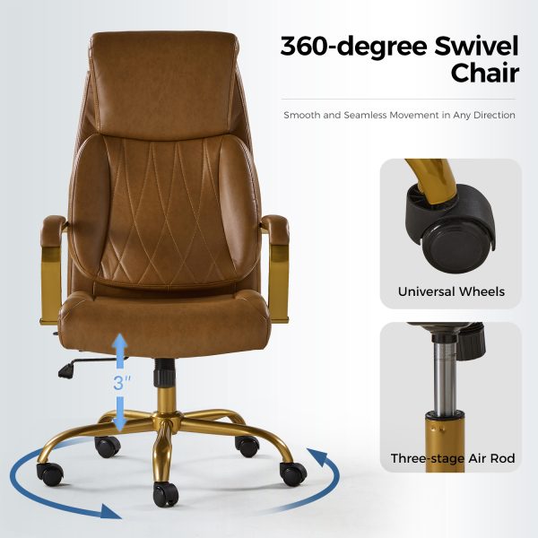 Bradford Camel Vegan Leather Airbag Lumbar Ergonomic Office Chair 4