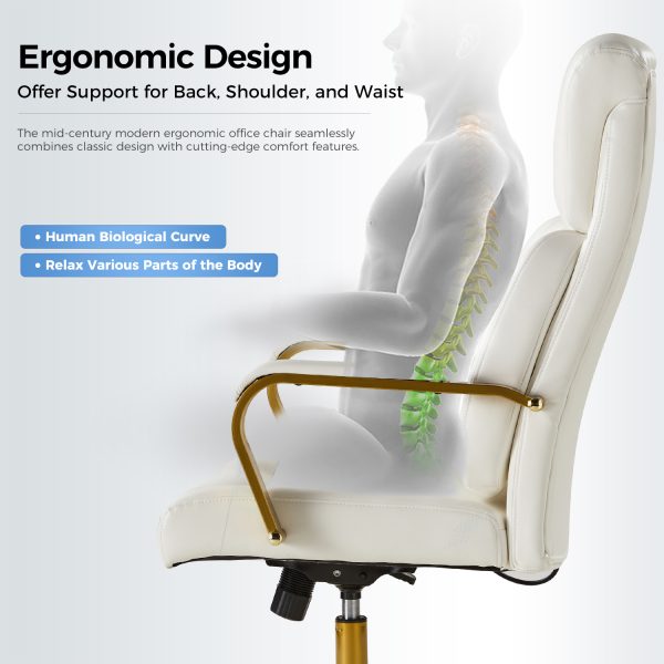 Bradford Ivory Vegan Leather Airbag Lumbar Support Office Chair 3