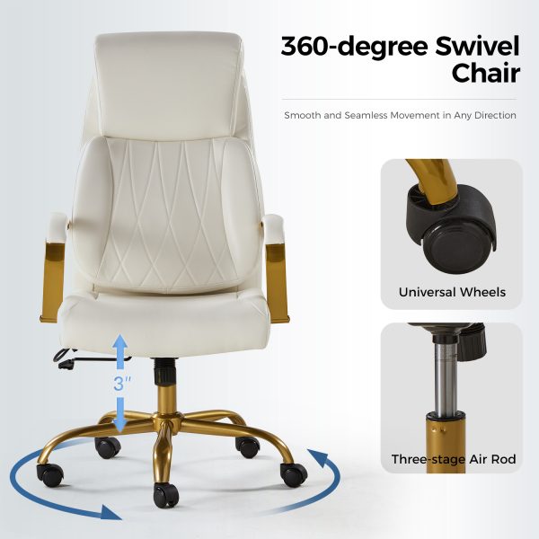 Bradford Ivory Vegan Leather Airbag Lumbar Support Office Chair 4