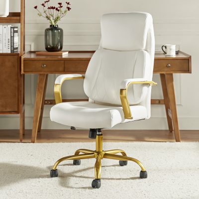 Bradford Ivory Vegan Leather Airbag Lumbar Support Office Chair