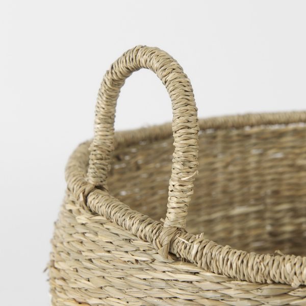 Bradley 18.1L x 18.1W x 16.0H Set of 2 Light Brown WStriped Seagrass Basket W Handles 3