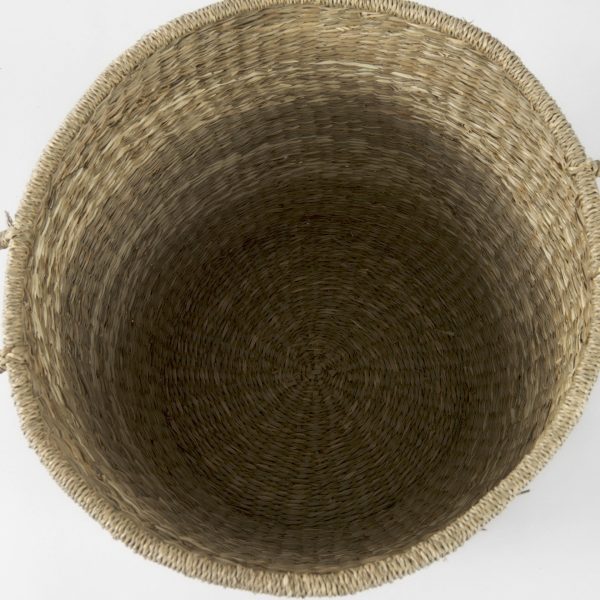 Bradley 18.1L x 18.1W x 16.0H Set of 2 Light Brown WStriped Seagrass Basket W Handles 5