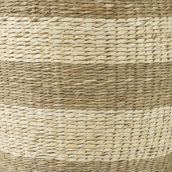 Bradley 18.1L x 18.1W x 16.0H Set of 2 Light Brown WStriped Seagrass Basket W Handles 6