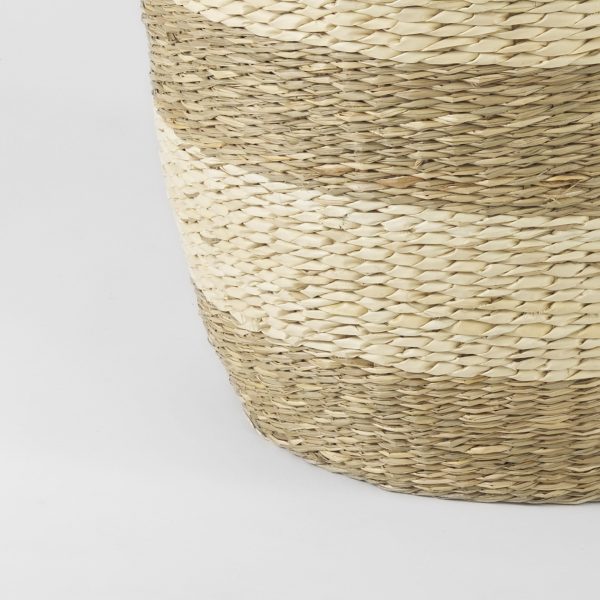 Bradley 18.1L x 18.1W x 16.0H Set of 2 Light Brown WStriped Seagrass Basket W Handles 7