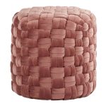 Braided 16-Inch Round Blush Pink Velvet Contemporary Ottoman 6 Braided 16-Inch Round Blush Pink Velvet Contemporary Ottoman