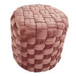 Braided 16-Inch Round Blush Pink Velvet Contemporary Ottoman 7 Braided 16-Inch Round Blush Pink Velvet Contemporary Ottoman