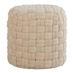 Braided 16-Inch Round Cream Velvet Contemporary Ottoman 6 Braided 16-Inch Round Cream Velvet Contemporary Ottoman