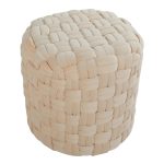 Braided 16-Inch Round Cream Velvet Contemporary Ottoman 7 Braided 16-Inch Round Cream Velvet Contemporary Ottoman
