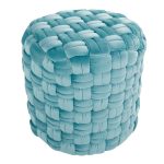 Braided 16-Inch Round Ice Blue Velvet Contemporary Ottoman 7 Braided 16-Inch Round Ice Blue Velvet Contemporary Ottoman