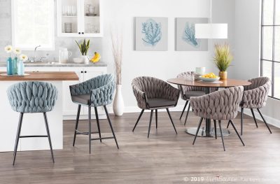 Braided Matisse Black Metal Contemporary Counter Stool