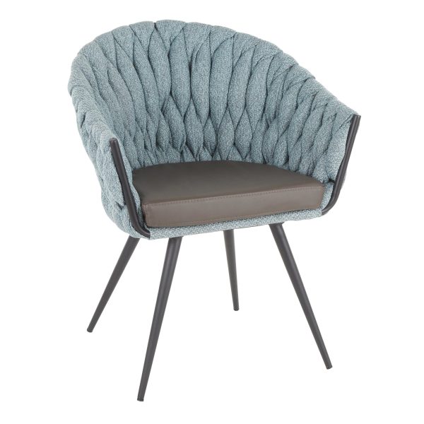 Braided Matisse Contemporary Accent Chair Black Metal Grey Blue 2
