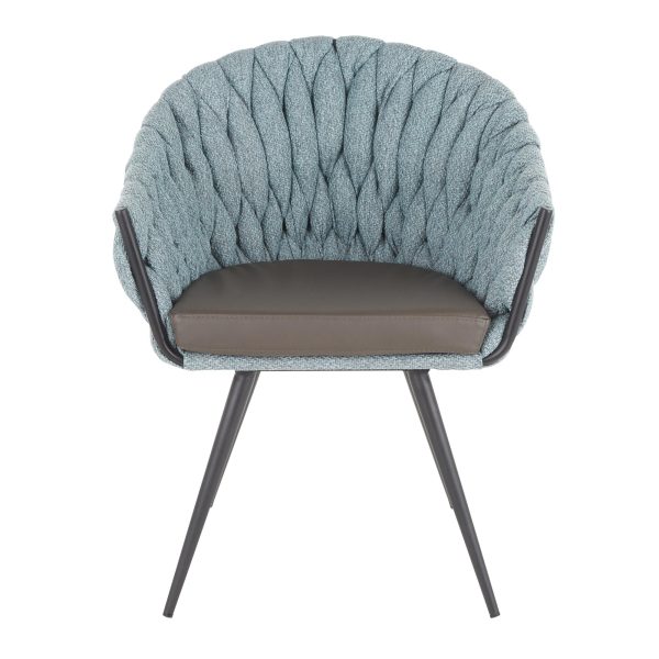 Braided Matisse Contemporary Accent Chair Black Metal Grey Blue 6
