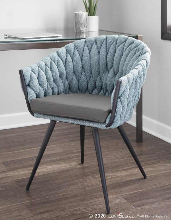 Braided Matisse Contemporary Accent Chair Black Metal Grey Blue