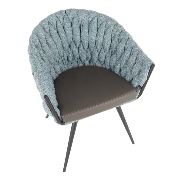Braided Matisse Contemporary Accent Chair Black Metal Grey Blue 7