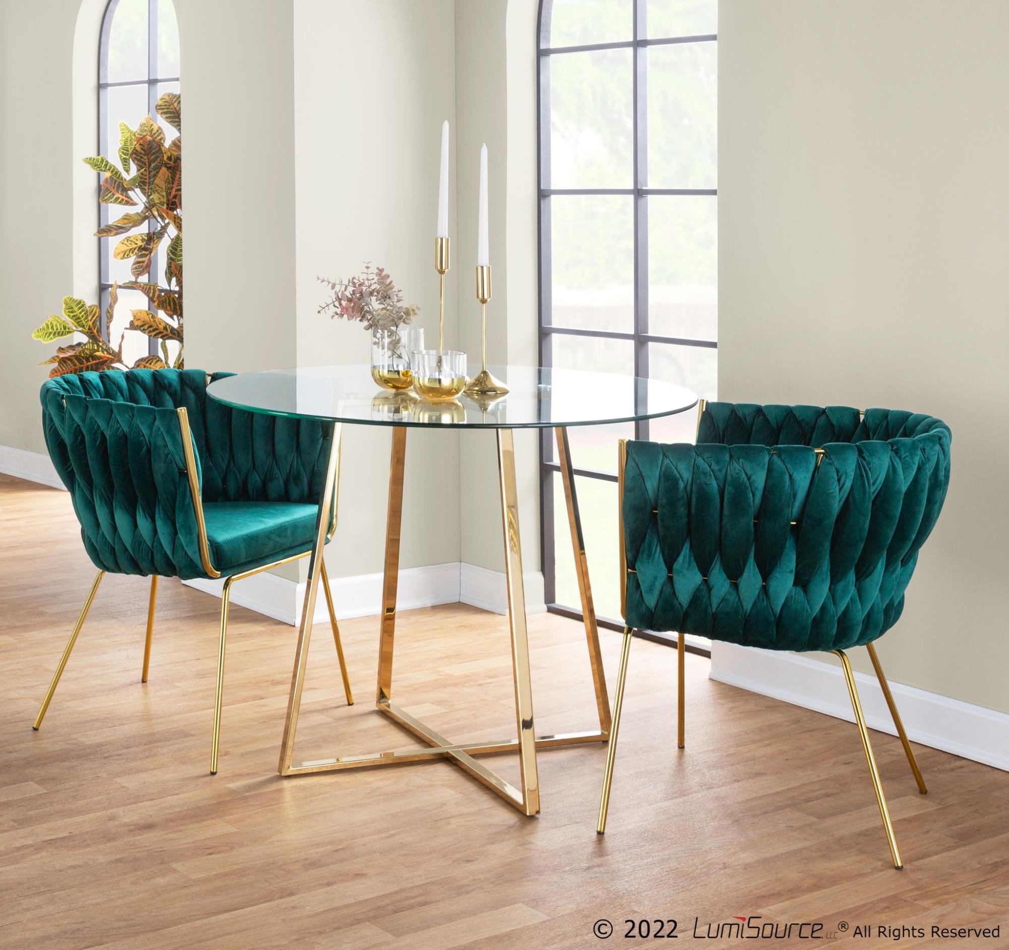 Braided Renee Gold and Green Velvet Contemporary Accent Chair 3 Braided Renee Gold and Green Velvet Contemporary Accent Chair - Image 3