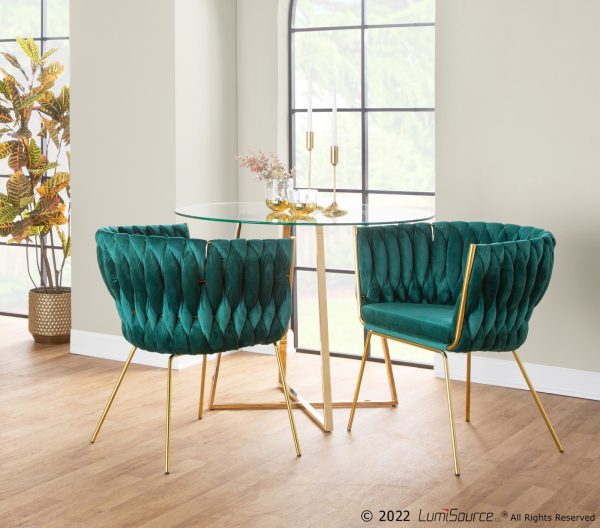 Braided Renee Gold and Green Velvet Contemporary Accent Chair 3