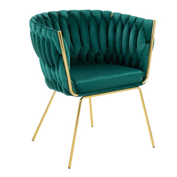 Braided Renee Gold and Green Velvet Contemporary Accent Chair 4