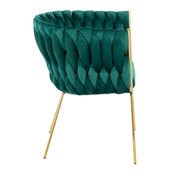 Braided Renee Gold and Green Velvet Contemporary Accent Chair 5