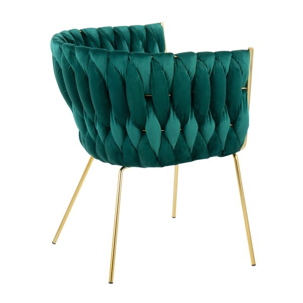 Braided Renee Gold and Green Velvet Contemporary Accent Chair 6