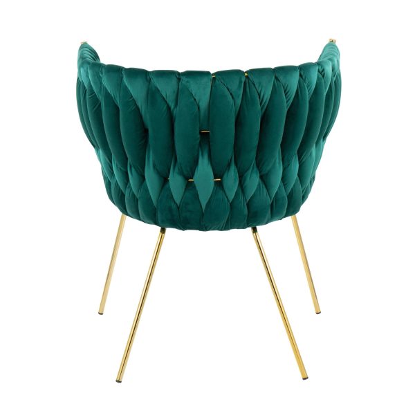 Braided Renee Gold and Green Velvet Contemporary Accent Chair 7