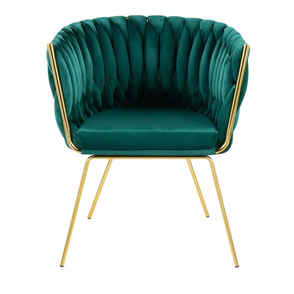 Braided Renee Gold and Green Velvet Contemporary Accent Chair 8