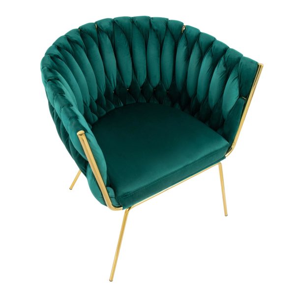 Braided Renee Gold and Green Velvet Contemporary Accent Chair 9