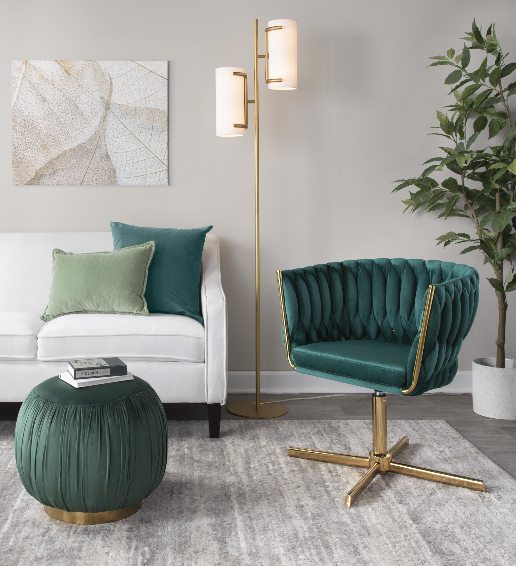 Braided Renee Gold and Green Velvet Contemporary Accent Chair 1 Braided Renee Gold and Green Velvet Contemporary Accent Chair