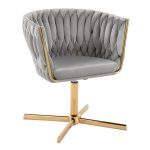 Braided Renee Silver Velvet Gold Metal Contemporary Swivel Accent Chair 14 Braided Renee Silver Velvet Gold Metal Contemporary Swivel Accent Chair