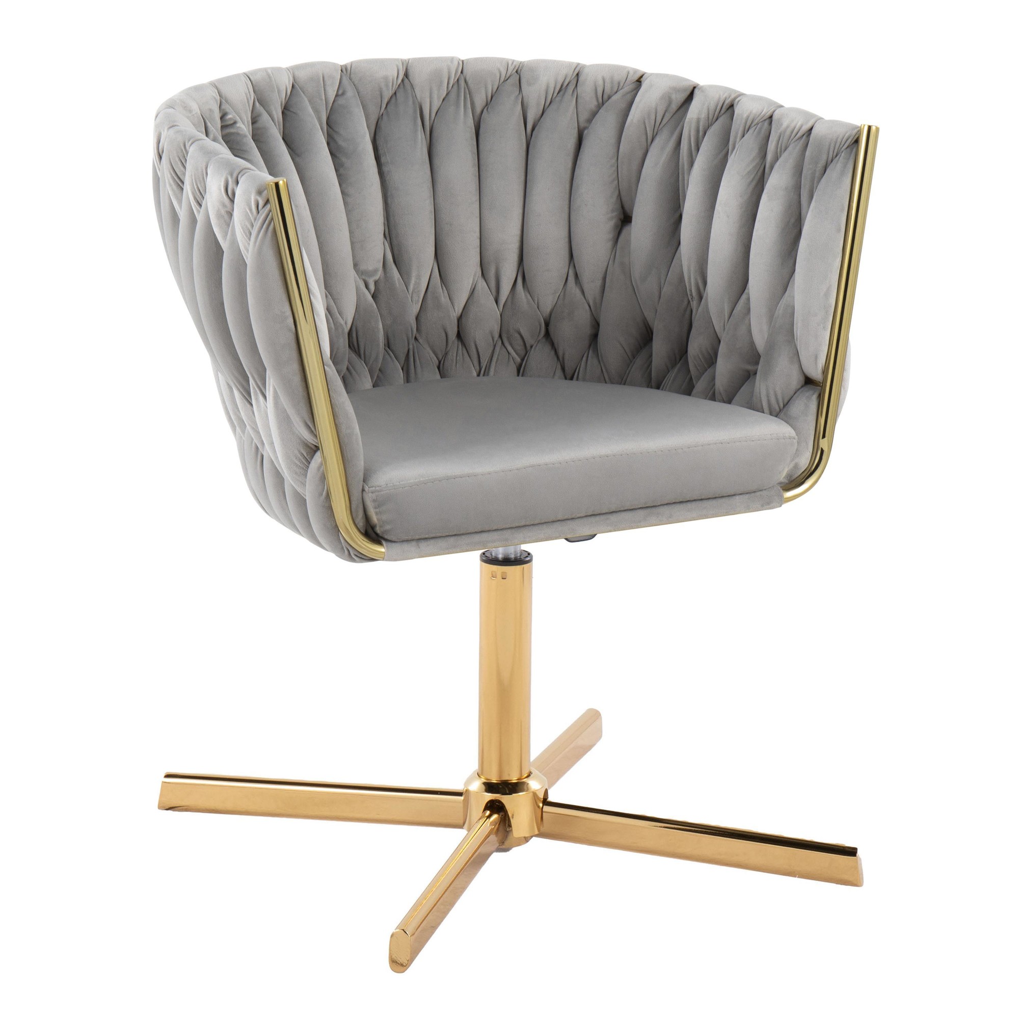 Braided Renee Silver Velvet Gold Metal Contemporary Swivel Accent Chair 4 Braided Renee Silver Velvet Gold Metal Contemporary Swivel Accent Chair - Image 4