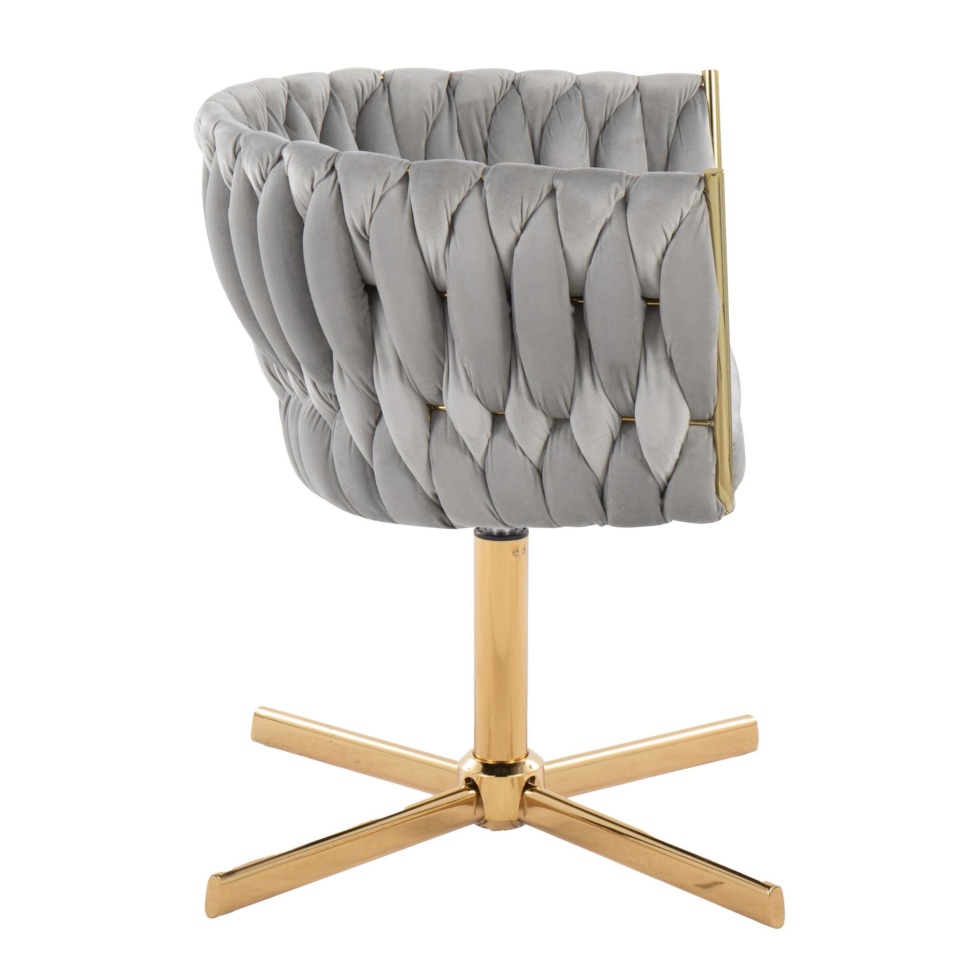 Braided Renee Silver Velvet Gold Metal Contemporary Swivel Accent Chair 5 Braided Renee Silver Velvet Gold Metal Contemporary Swivel Accent Chair - Image 5