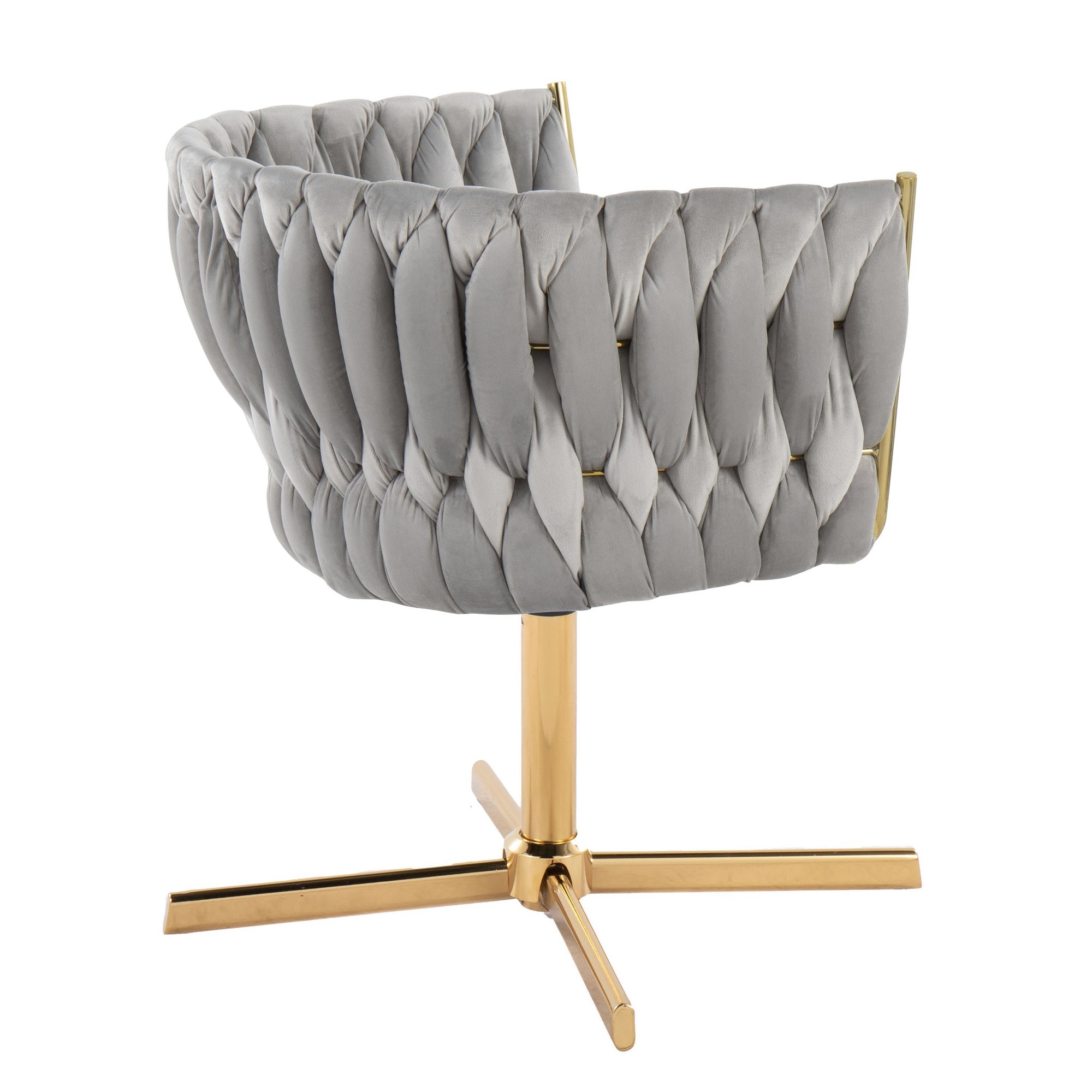 Braided Renee Silver Velvet Gold Metal Contemporary Swivel Accent Chair 6 Braided Renee Silver Velvet Gold Metal Contemporary Swivel Accent Chair - Image 6