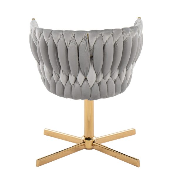Braided Renee Silver Velvet Gold Metal Contemporary Swivel Accent Chair 6