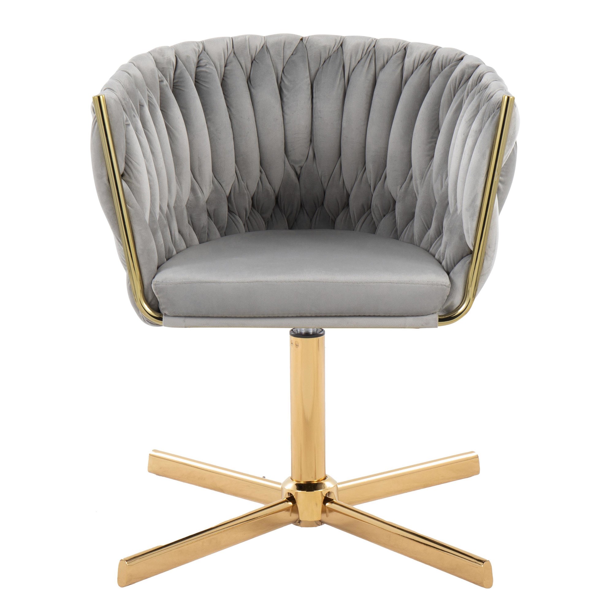 Braided Renee Silver Velvet Gold Metal Contemporary Swivel Accent Chair 8 Braided Renee Silver Velvet Gold Metal Contemporary Swivel Accent Chair - Image 8
