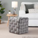 Braided Square 16 Inch Dark Grey Velvet Contemporary Ottoman 6 Braided Square 16 Inch Dark Grey Velvet Contemporary Ottoman