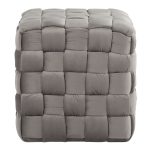 Braided Square 16 Inch Dark Grey Velvet Contemporary Ottoman 8 Braided Square 16 Inch Dark Grey Velvet Contemporary Ottoman
