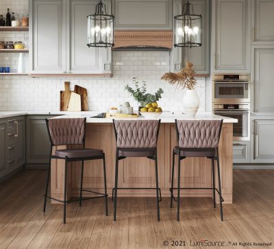 Braided Tania Black Metal Contemporary Counter Stools (Set of 2)