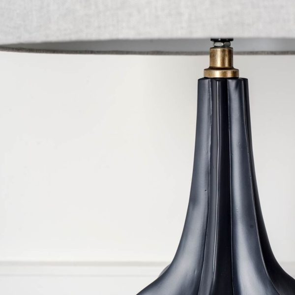 Bravar III 30 Gray Blue Resin Base w Gray Fabric Shade Table Lamp 1