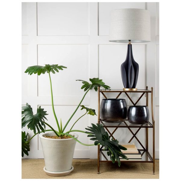 Bravar III 30 Gray Blue Resin Base w Gray Fabric Shade Table Lamp 2