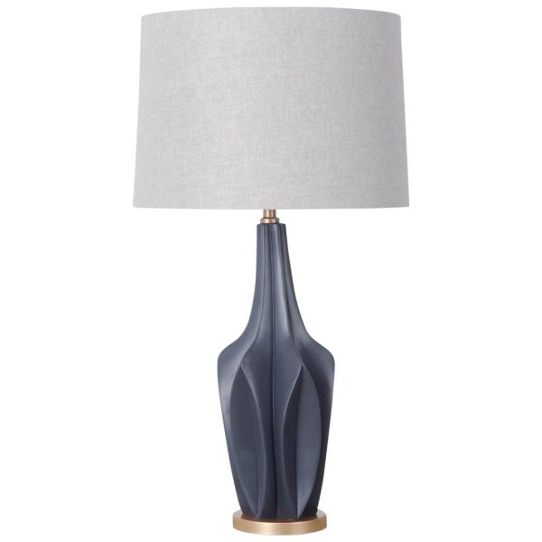 Bravar III 30 Gray Blue Resin Base w Gray Fabric Shade Table Lamp