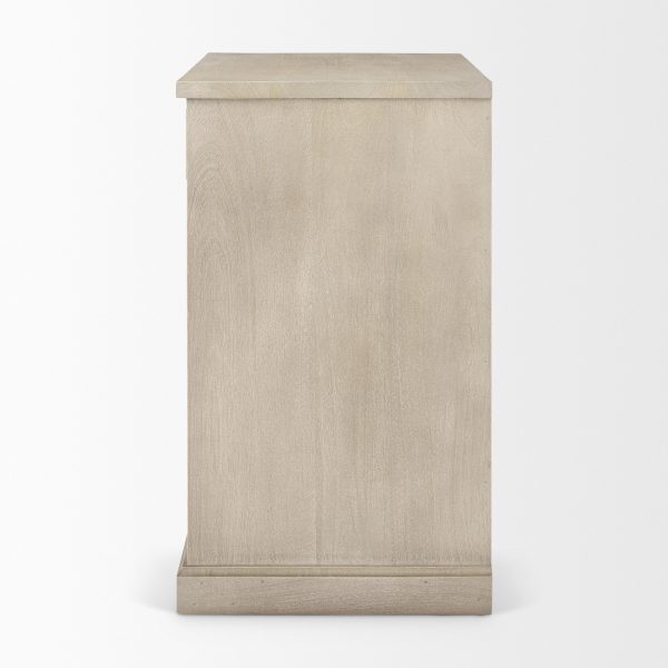 Braxton 33.5L x 18.5W x 31.5H Beige Wood WBlack Accents 2 Door Accent Cabinet 3