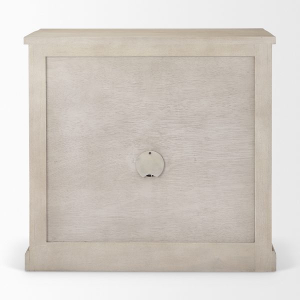 Braxton 33.5L x 18.5W x 31.5H Beige Wood WBlack Accents 2 Door Accent Cabinet 4